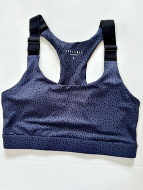 ALLFENIX Animal Print Sports Bra in Blue with Black Size Medium Like New